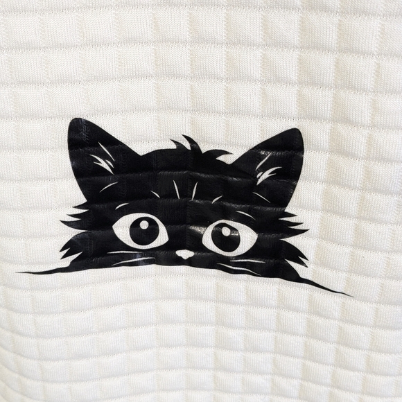 Lightweight waffle sweatshirt, cat print - Picture 3 of 8
